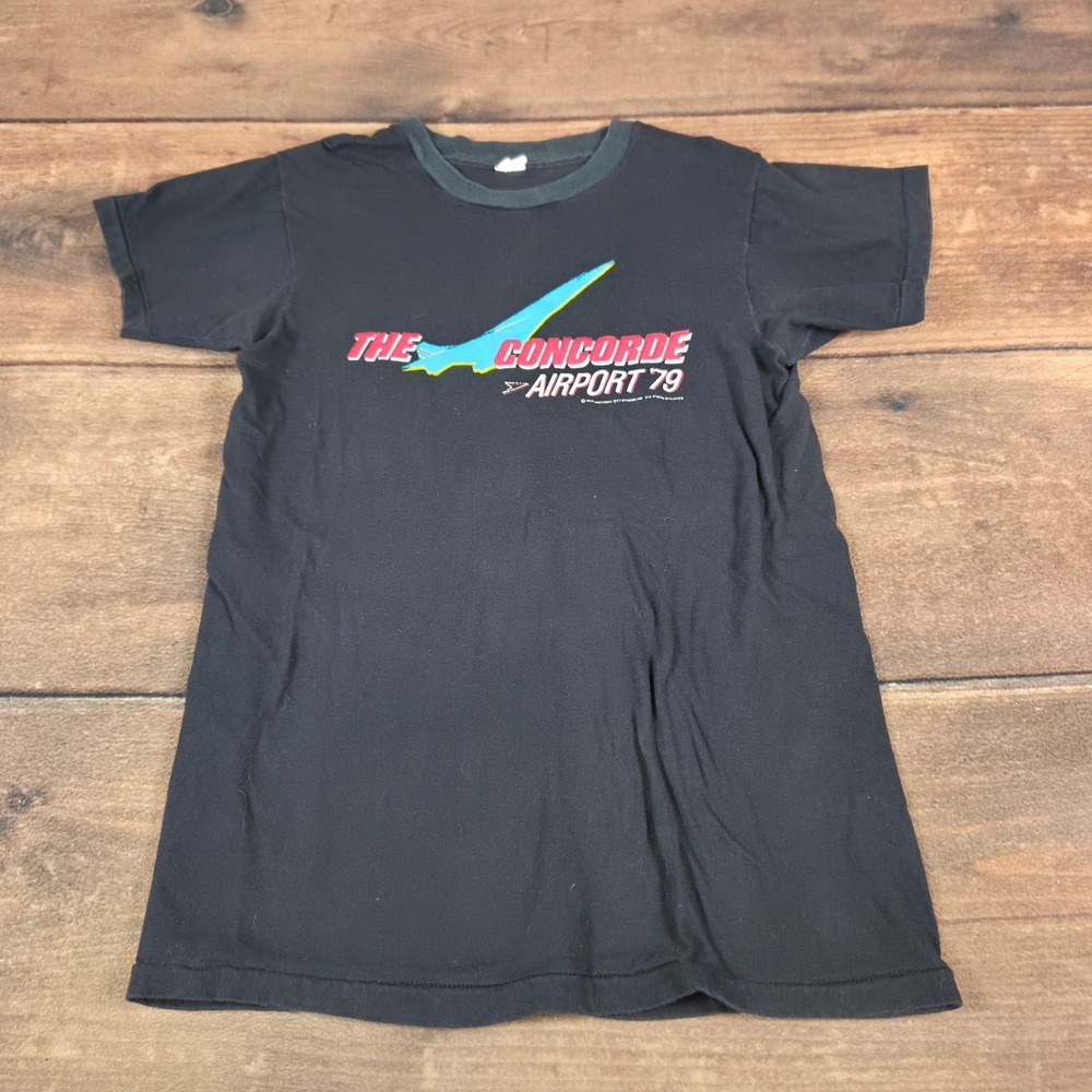 Vintage The Concorde Airport 79 Shirt Mens Small Black Good 1979 Movie Promo